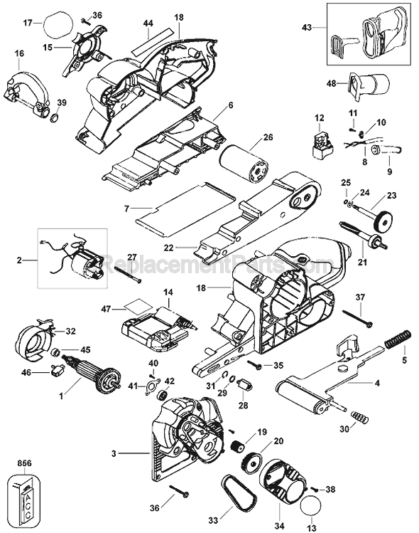 Page A Diagram and Parts List for DS321 Type 1 Black and Decker Sander Polisher